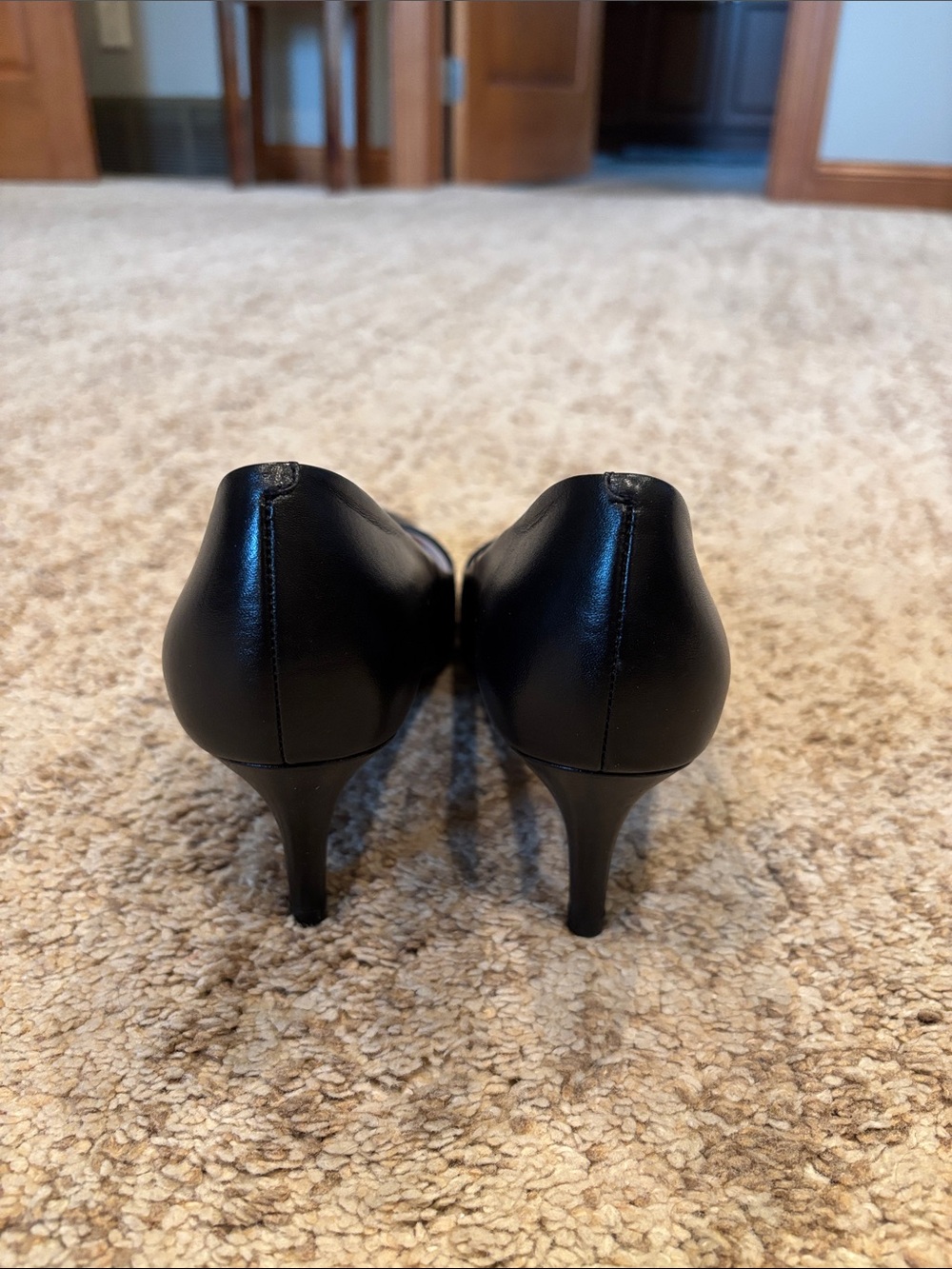 Cole Haan Black Leather Pointed Toe Heels - Picture 2 of 3